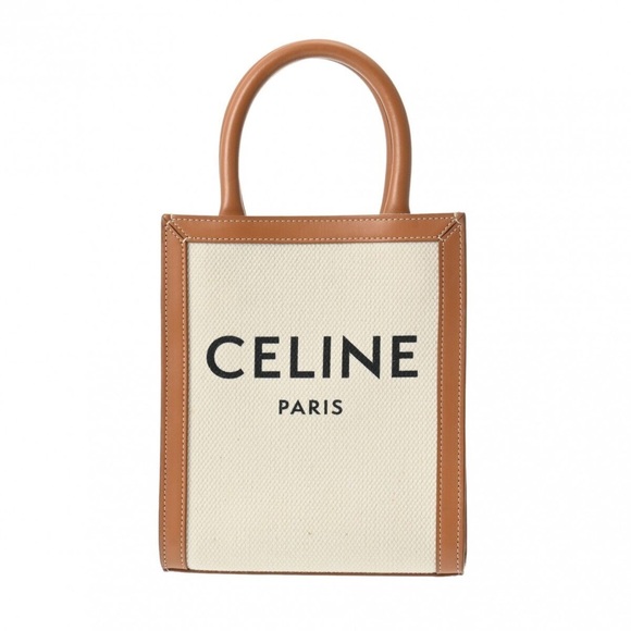 Celine Handbags - CELINE logo Vertical Cabas Mini 2WAY
Shoulder Bag Canvas/Leather